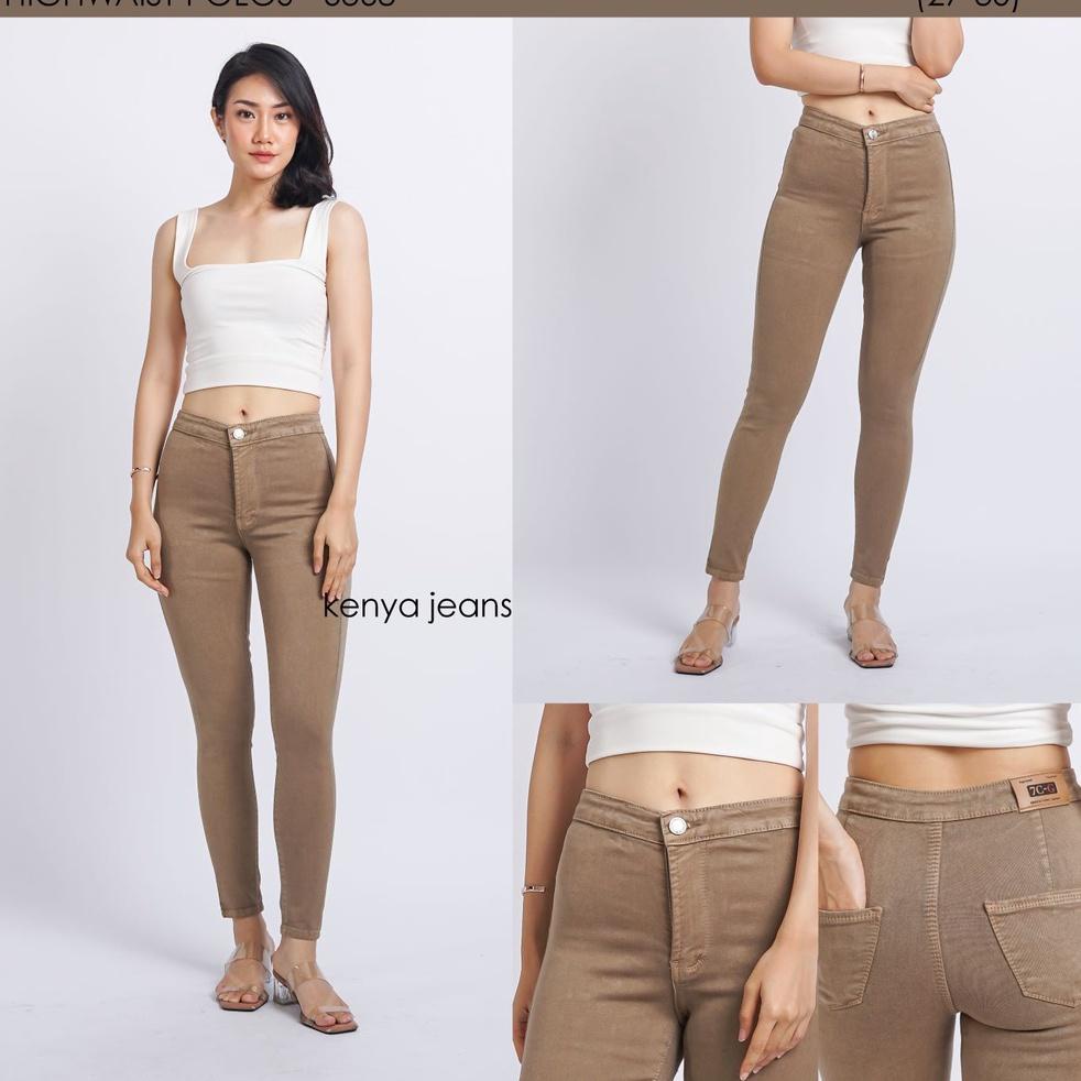 New Stock 7C-G CELANA JEANS HHWAIST PREMIUM /GGANG TINGGI JEANS /STREACH JEANS /HW JEANS /COKLAT /27