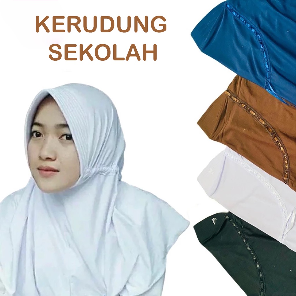 Jilbab SEKOLAH SD SMP SMA kerudung sekolah hijab instan tali serut
