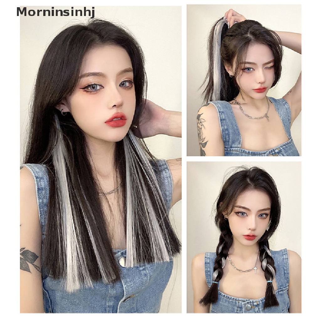 Mornin 60cm Klip Ekstensi Rambut Di Sopak Panjang Lurus Gantung Telinga Wig Klip Jepit Rambut id