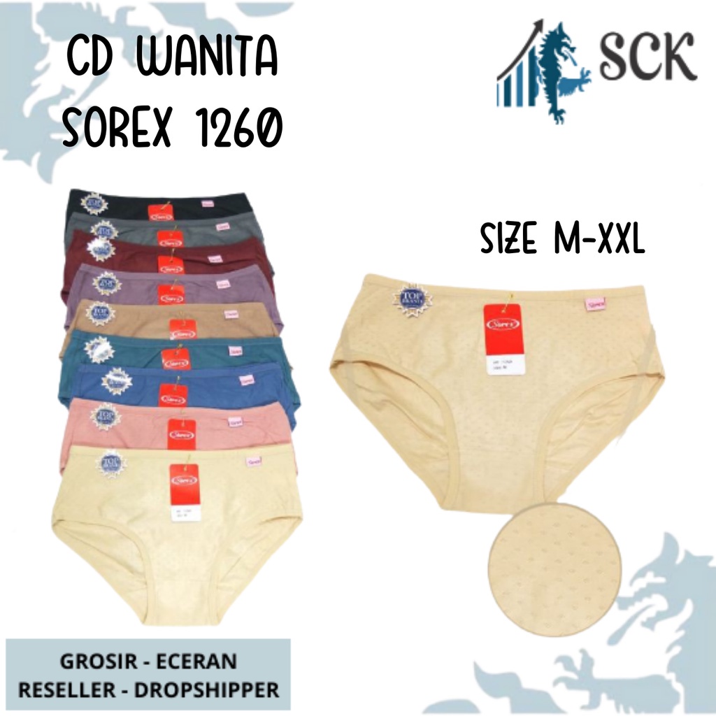 Celana Dalam Wanita SOREX 1260 MODEL MID WAIST M-XXL / CD Bahan Katun Extra Lembut / Pakaian Dalam Cewek - sckmenwear GROSIR