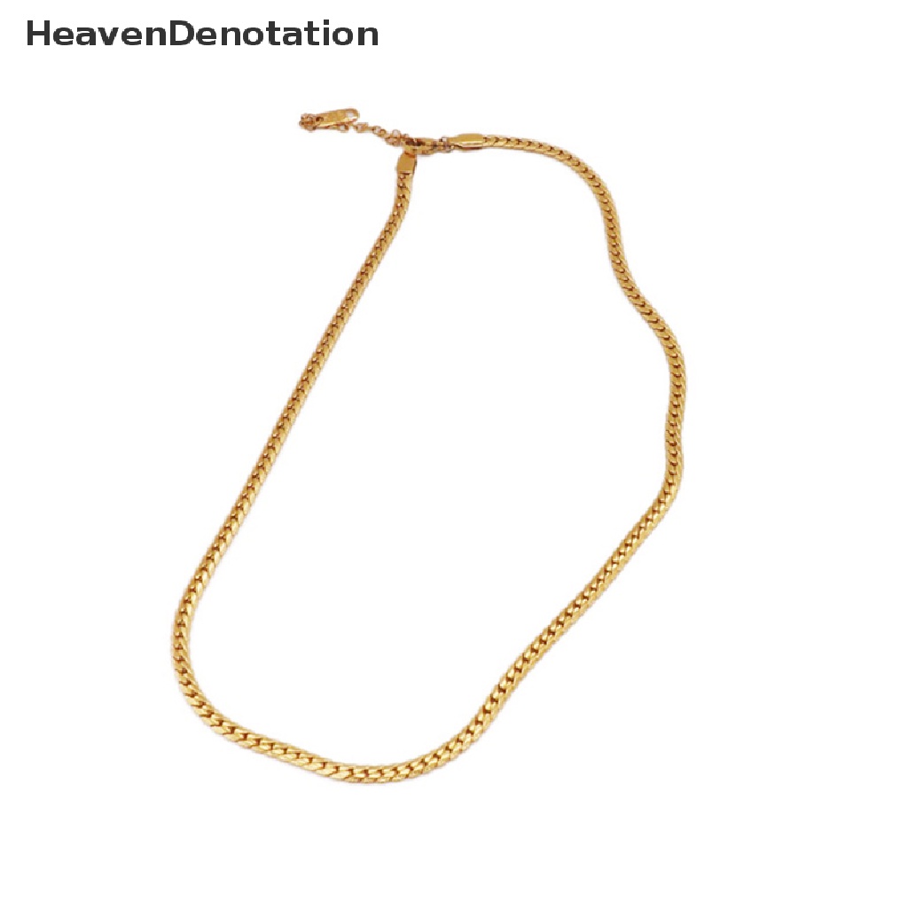 [HeavenDenotation] Fashion Kalung Rantai Baja Titanium Untuk Pria Wanita Warna Emas Rantai Pecut Kuda Klasik Minimalis Choker Perhiasan Hadiah HDV