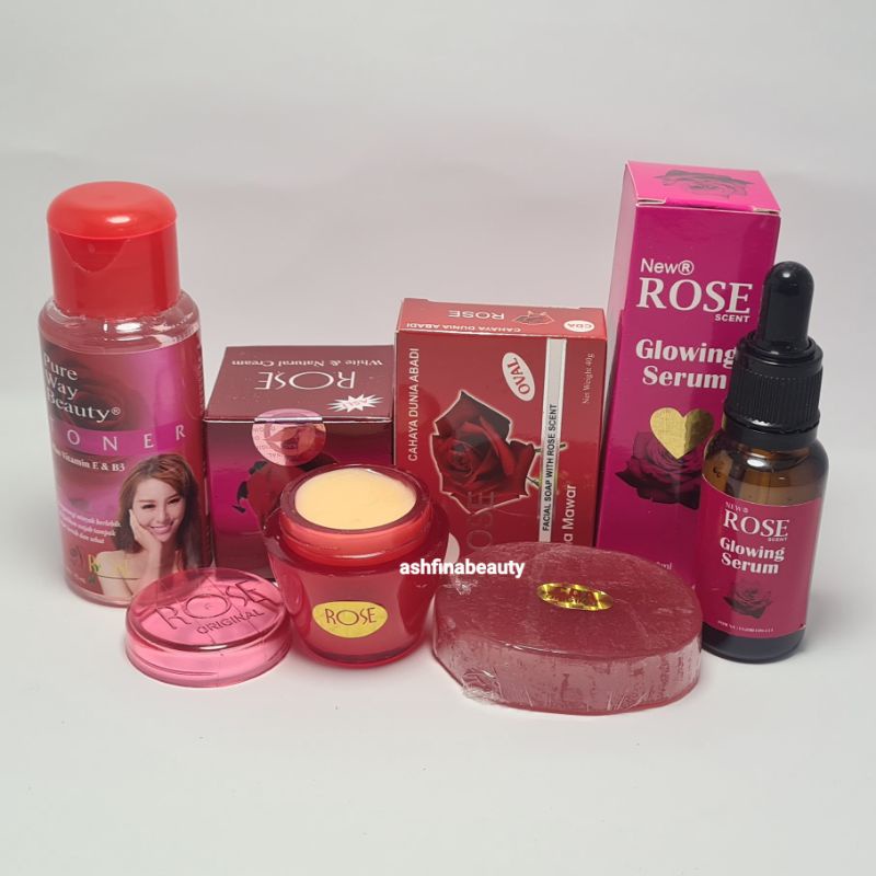 PAKET CREAM ROSE GLOWING PENCERAH WAJAH [sabun CDA]