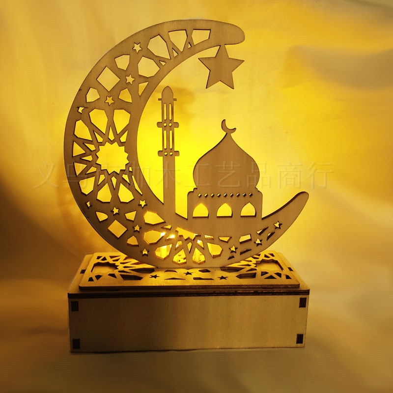 LAMPU HIAS RAMADAN LEBARAN DEKORASI HADIAH Idul Fitri LED Memperindah Ruang Tamu Muslim Ramadan Eid Lampu Star Moon Led Kayu Ramadan Kerajinan Dekorasi Lampu Eid Mubarak Lampu Bentuk Bintang Lampu Meja Liontin Ramadhan Dekorasi Lebaran