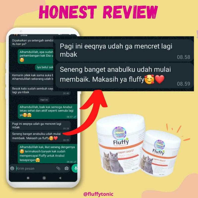 Fluffy Magic AnimoPro Happy Digest Vitamin Penggemuk Kucing &amp; Anjing Suplemen Makanan Cocok Untuk Kesehatan