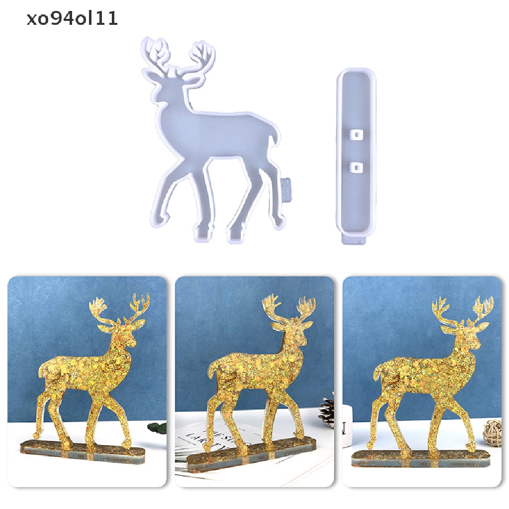 Xo Ornamen Cetakan Silikon Resin Rusa Natal DIY Desktop Elk Ornament Resin Mold OL