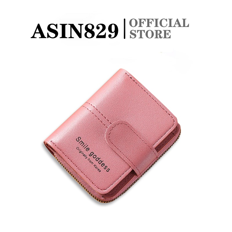 ASIN829 Dompet Mini Dompet Lipat Wanita Simple Berkualitas Dompet Style 878 Slot kartu mini impor Korea ritsleting pendek