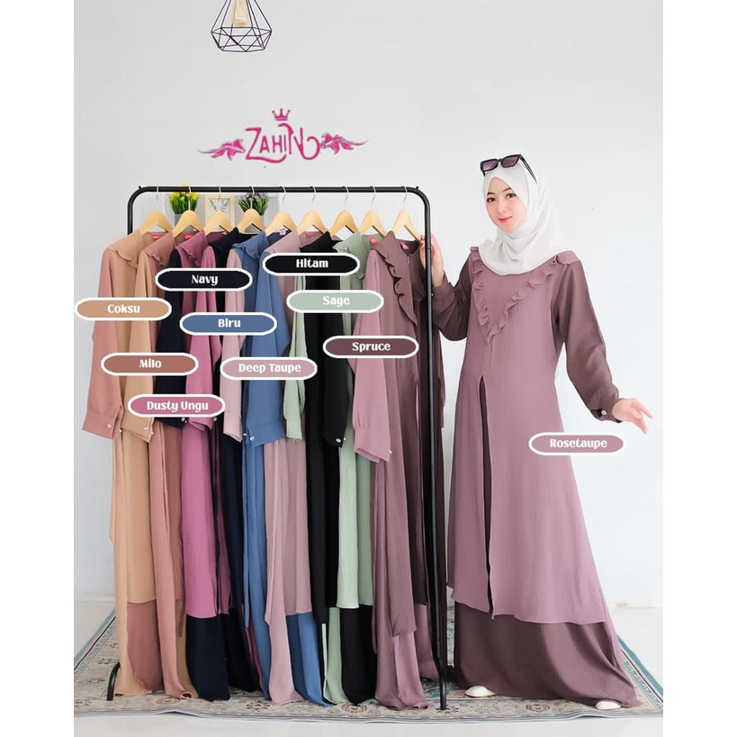 MERONA-GAMIS CRINKLE NIKIA DRESS ORIGINAL ZAHIN 2LAYER/gamis ruffle dada/gamis zahin lebaran