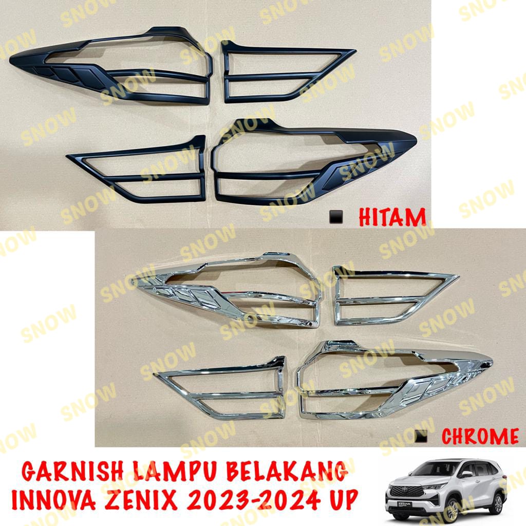 Garnish Lampu Belakang Innova Zenix 2022 2023 2024 UP Hitam Chrome Carbon