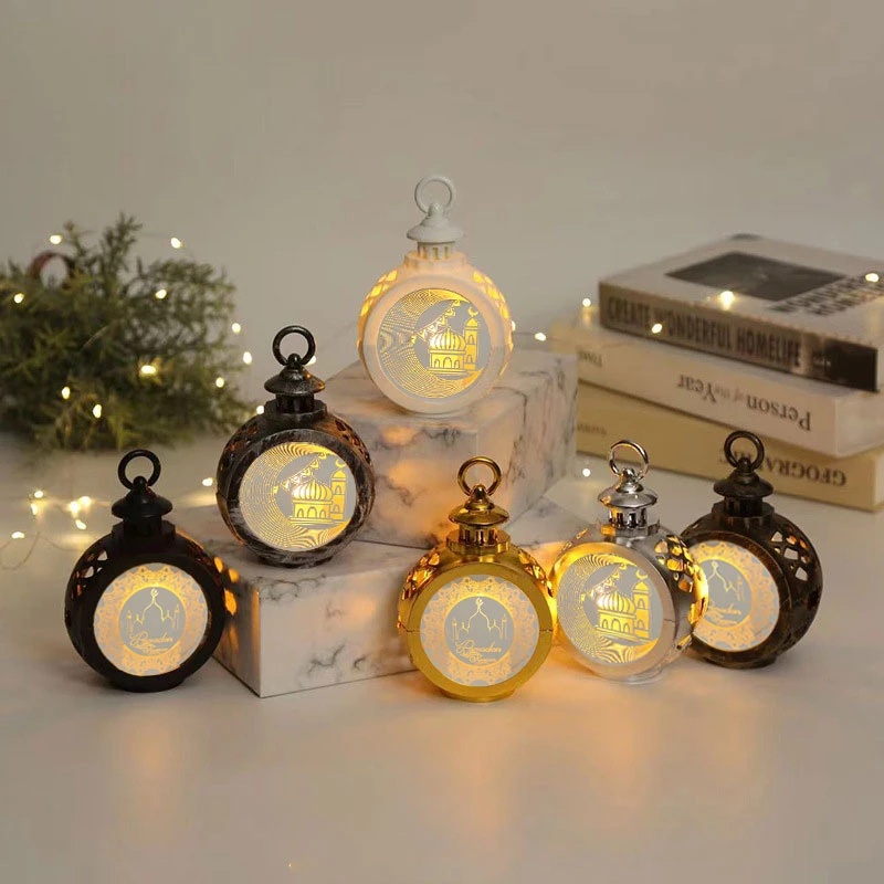 Eid Mubarak Lampu Malam Portable Hias LED Lentera Angin Ornamen Dekorasi Festival Ramadhan Gurbang Untuk Perlengkapan Dekorasi Pesta Muslim Rumah