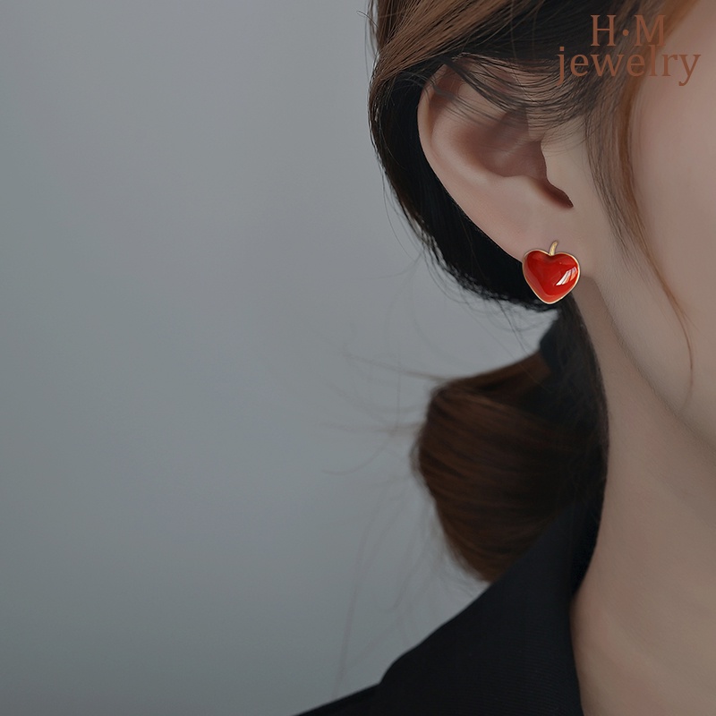 Anting Vintage Hati Merah2023Anting Baru High Sense