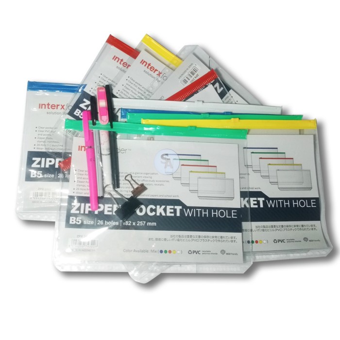 

INTERXFOLDER - Zipper Plastic Pocket With Hole B5 - 2402 - 1 PCS