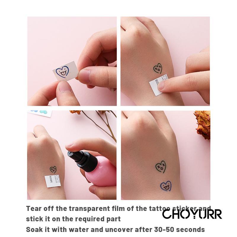 【COD】Lucu Belajar Rainbow Smiley Line Stiker Tahan Air Stiker Tato Tahan Lama Sticker Tattoo Temporarry Emoticon Cute Random-CH