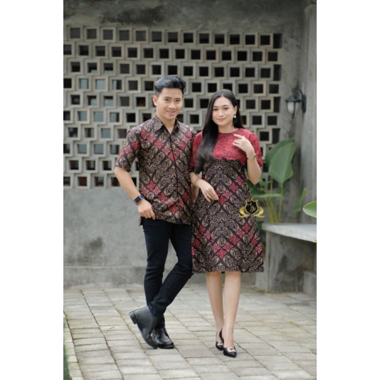 Couple ATASAN BATIK HRB 026 Dress NATAL OWL / DRESS SERAGAM NATAL / DRESS ETNIK BATIK / DRESS BROKAT