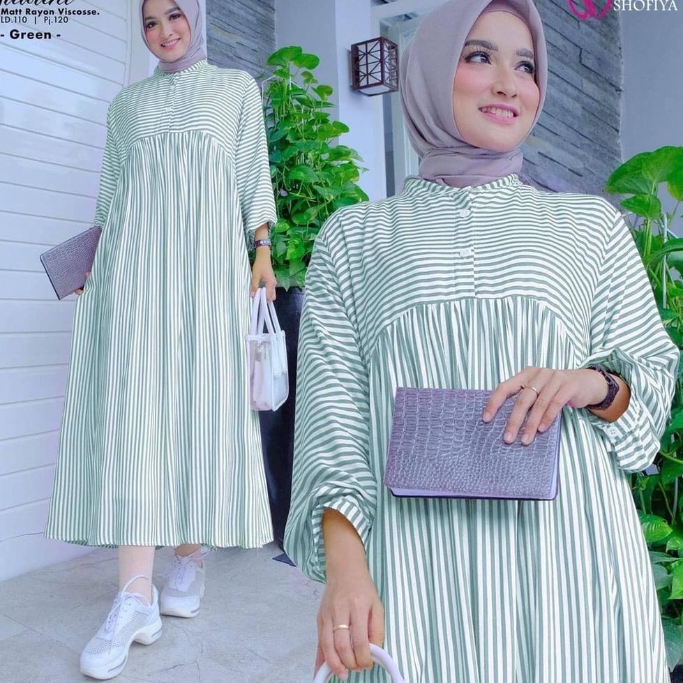 TERMURAH Tunik Salur Jumbo XL, XXL, XXXL Katun Viscose Jawani Midi Dress Gamis Terbaru 2021 Casual D