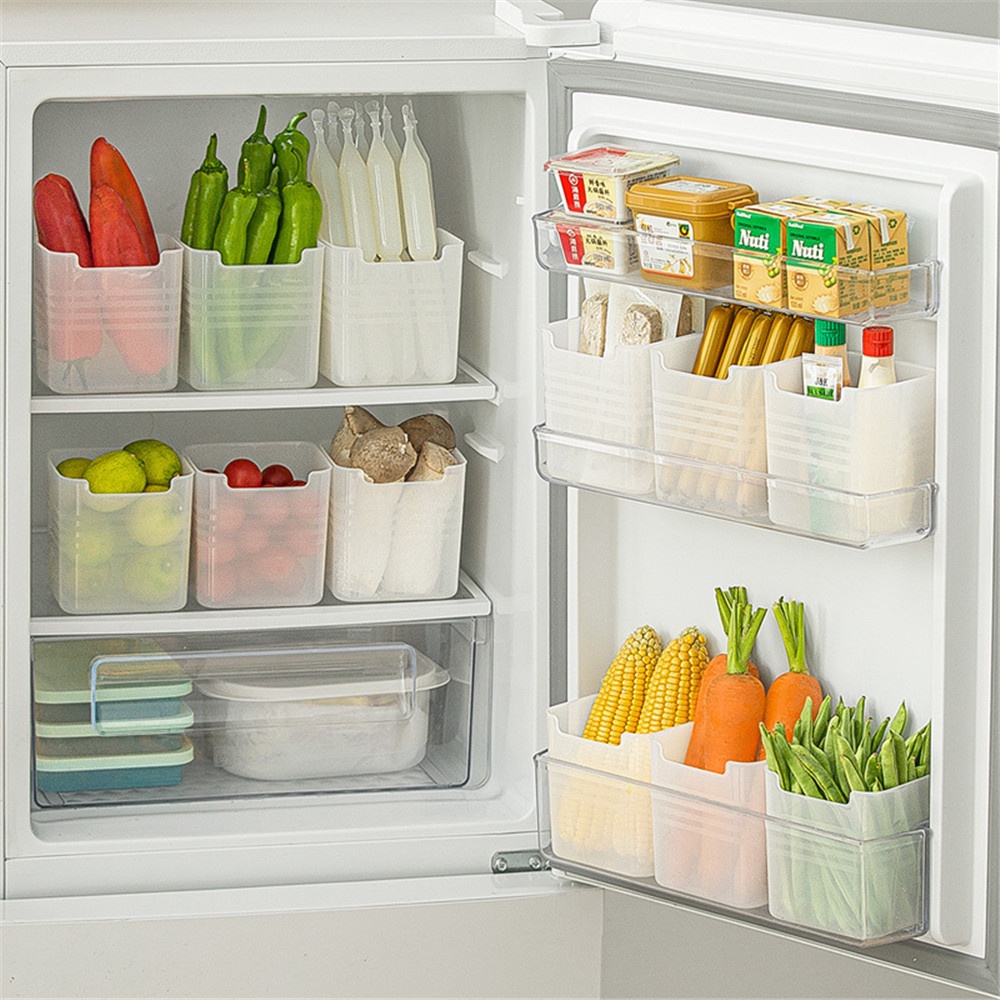 Kapasitas Besar Kulkas Pintu Samping Kotak Penyimpanan Makanan Dapur Kantong Teh Dan Buah Open Freezer Organizer