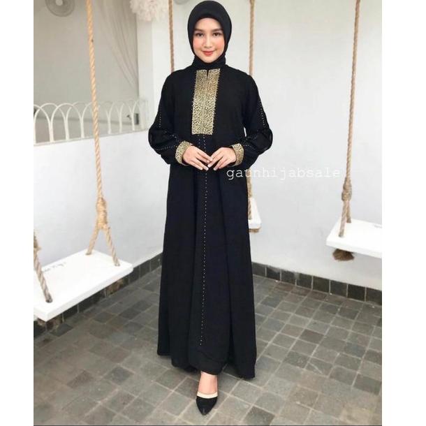 Viral New Abaya Gamis Maxi Dress Arab Saudi Bordir 255 Couple Turki Umroh Dubai Turkey India Hitam B