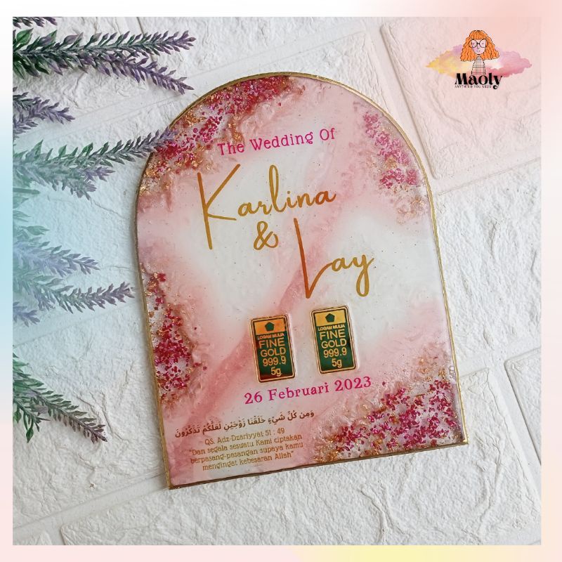 Arch Resin Kubah Oval Tetes Air Kotak Custom Aksesoris Mahar Seserahan Akrilik Plaque Plakat Stand Nama Meja Bussiness Sign Plakat