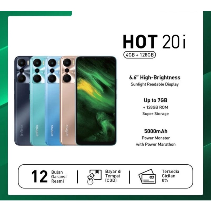 Infinix hot 20i 4/128GB - up to 7GB extended RAM helio G25 6,6" HD