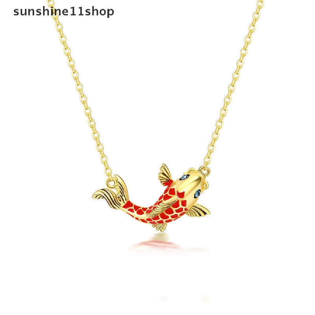 Sho Indah Enamel Cryst Ikan Liontin Kalung Wanita Anti Karat Perhiasan Rantai Leher Emas Choker Hadiah Kado Ulang Tahun Untuk Gadis N