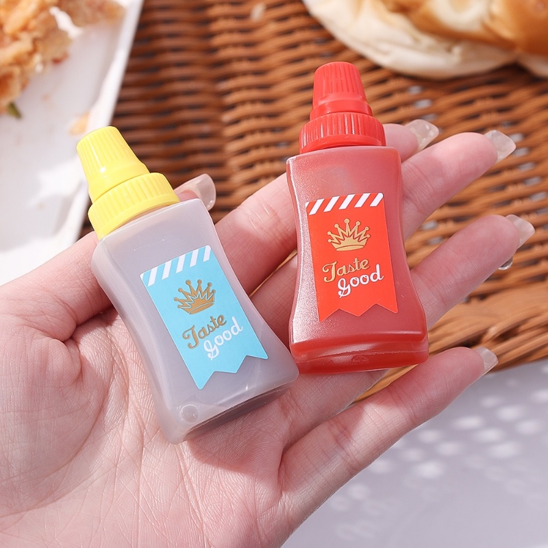 2pcs Pack Reusable Mini Jam Bottle/Multi-Fungsi Kosong Isi Ulang Portabel Botol Saus Bento/Salad Dressing Kecap Subbottling/Peralatan Makan Dapur Alat Makan