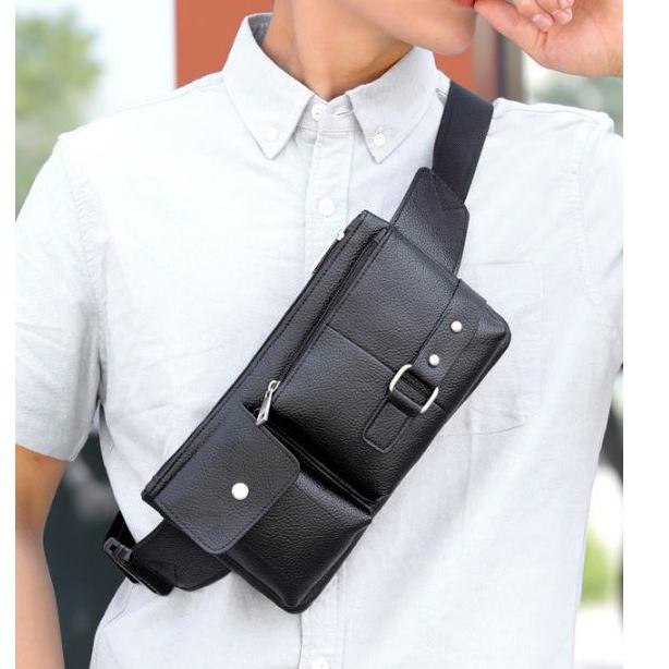 Terbaik TAS SELEMPANG PRIA KULIT MANE TA042B5 PREMIUM HITAM BAHU SHOULDER SLING BAG MEN BATAM IMPORT