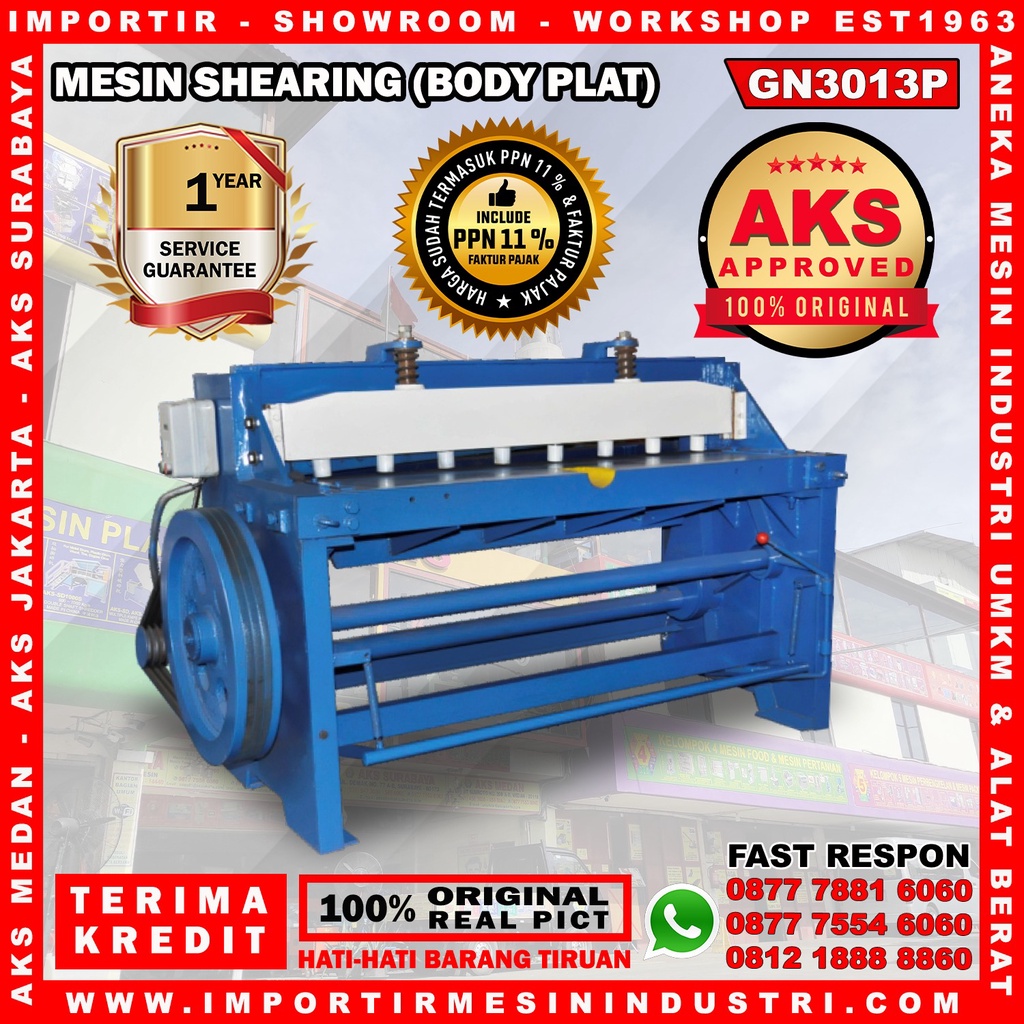 Mesin Shearing Potong Pemotong Plat 3 x 1300mm Shearing Machine Alat Gunting Plat Machine AKS-GN3013