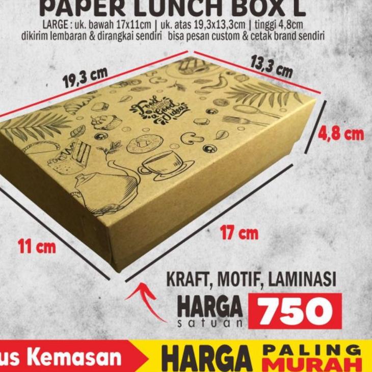 

Pasti Kekinian Paper Lunch Box L Motif Kraft Laminasi (34pcs)