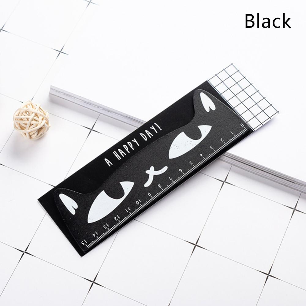 Timekey 15cm Cute Kawaii Black Cat Kitten Penggaris Lurus Kitten Penggaris Kayu Untuk Menggambar Siswa Mengukur Penggaris Kantor Alat Tulis O8U8