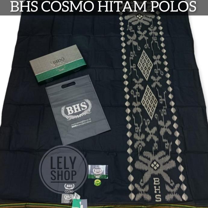 Sarung Tenun BHS COSMO Hitam Polos Tumpal Kembang
