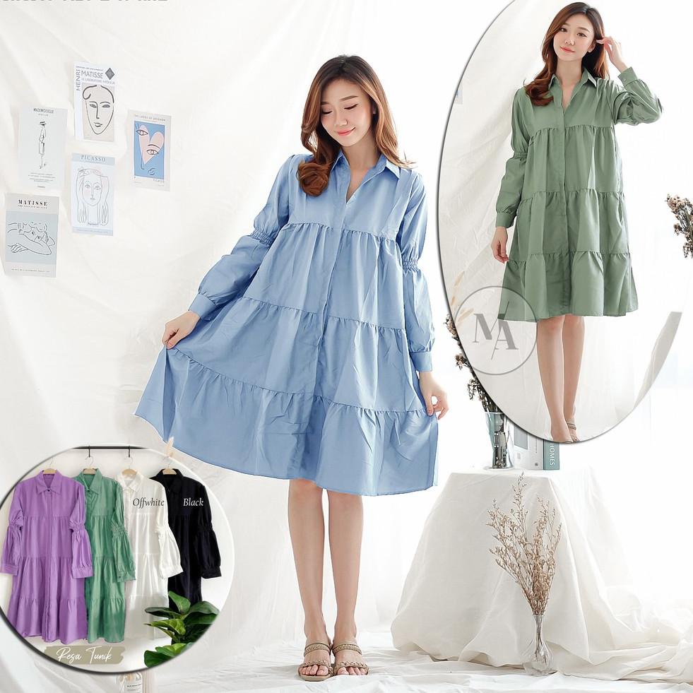 REKOMENDASI dianara tunik / long tunik wanita terbaru / midi dress polos pastel sage green lilac