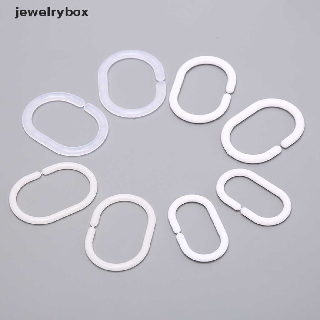 [jewelrybox] 12pcs Shower Curtain Rings Hooks Kamar Mandi Plastik Tiang Kuat Rail Guide Hanger Butik