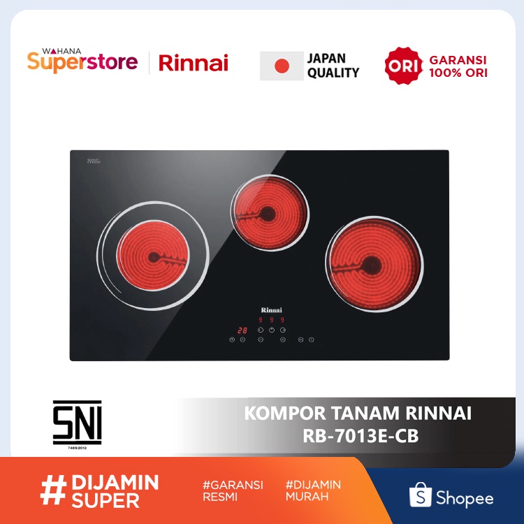 Rinnai RB 7013E CB Kompor Gas Portable Hitam 2 Zona Pemanas dengan Fitur Keamanan Lengkap