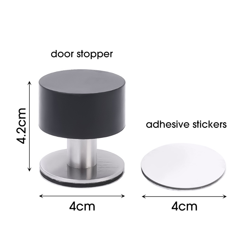 Non Punch Door Stopper Self Adhesive Heavy Duty Stainless Steel Stopper Dengan Peredam Suara Bumper Karet Pelindung Lantai Door Stop Perlengkapan Rumah