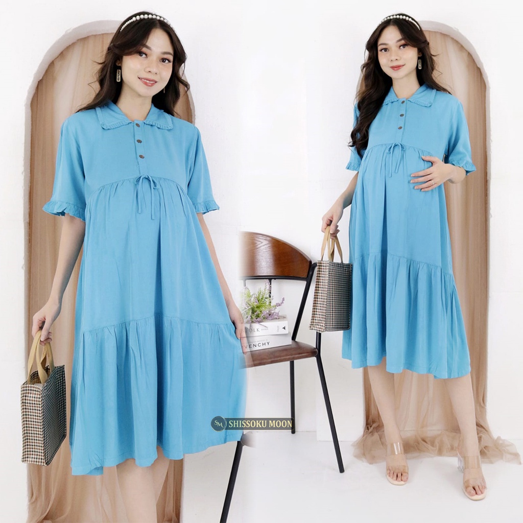 Baju Dress Hamil Menyusui Model Casual Bahan Rayon Twill - Jenny