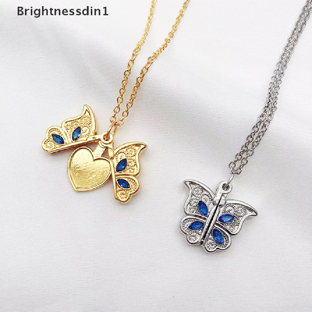 [Brightnessdin1] I Love You Heart Luckly Butterfly Clavicle Chain/Gadis Kalung Liontin Stainless Steel/Kalung Hati Senior Perhiasan Butik