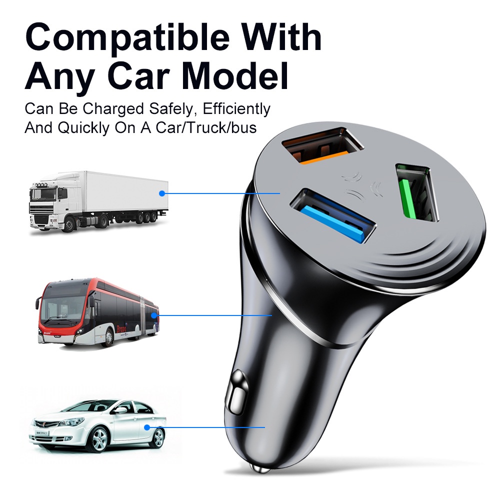 New Dovetail Butterfly 6A Fast Charging Adapter 3USB In Car Travel Charger QC3.0 Charger Mobil Untuk i-Phone Android Type C