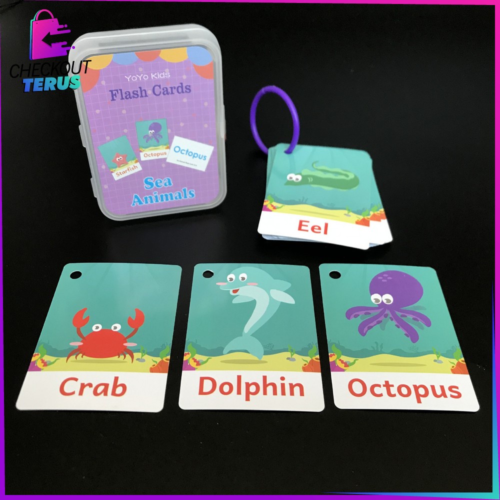 CT M308 Flash Card Bahasa Inggris Mainan Edukasi Anak English Early Education Kartu Pintar Balita Belajar Abjad Buah Import