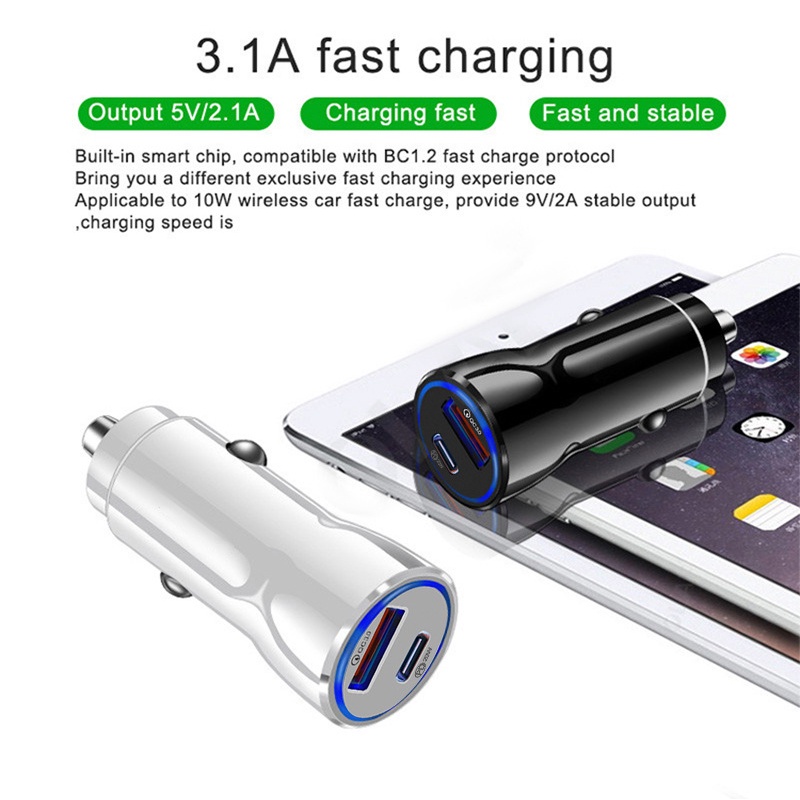 20w PD Dual Fast Charging Adapter LED QC3.0 USB Charger Mobil PD 20W Quick Charge USB-C Type-C 3.1A Quick Charger