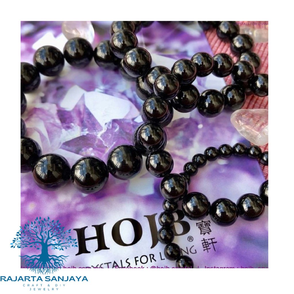 Gelang Natural Black Tourmaline 4A Beads Bracelet 4-10mm