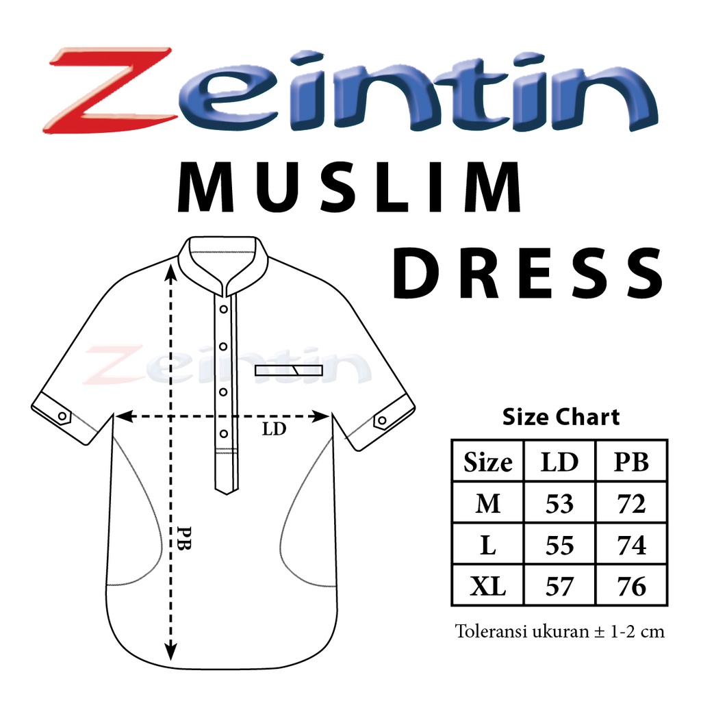 Zeintin - Baju Koko Kurta Dewasa Lengan Pendek &amp; Panjang Baju Muslim Baju Koko Terbaru Pria Bahan Cotton AT