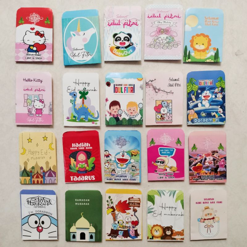 

8pcs AMPLOP LEBARAN TERMURAH KARAKTER LUCU KARTUN BT21 baby bus animal Hello kitty doraemon unicorn kuda poni