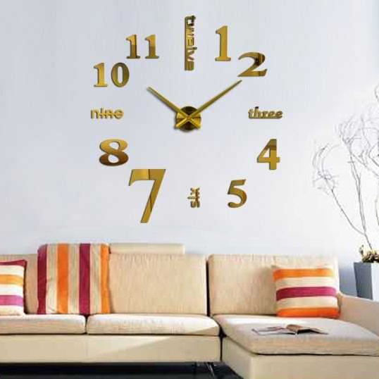 【GOGOMART】Jam Dinding Besar DIY Giant Clock Quartz 90-100cm - DIY-101 - Golden