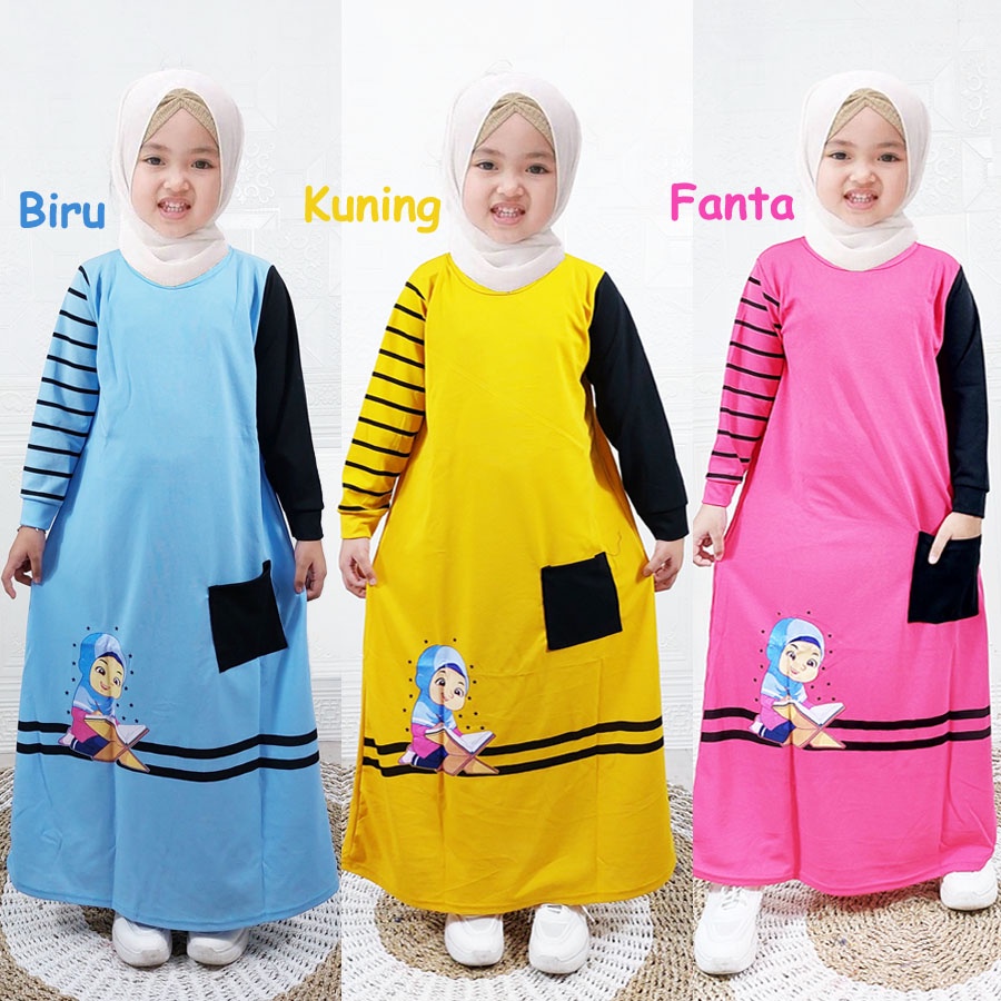 GAMIS ANAK NAGITA SOLEHA MAXI SYARI RAJIN MEMBACA GL FASHION