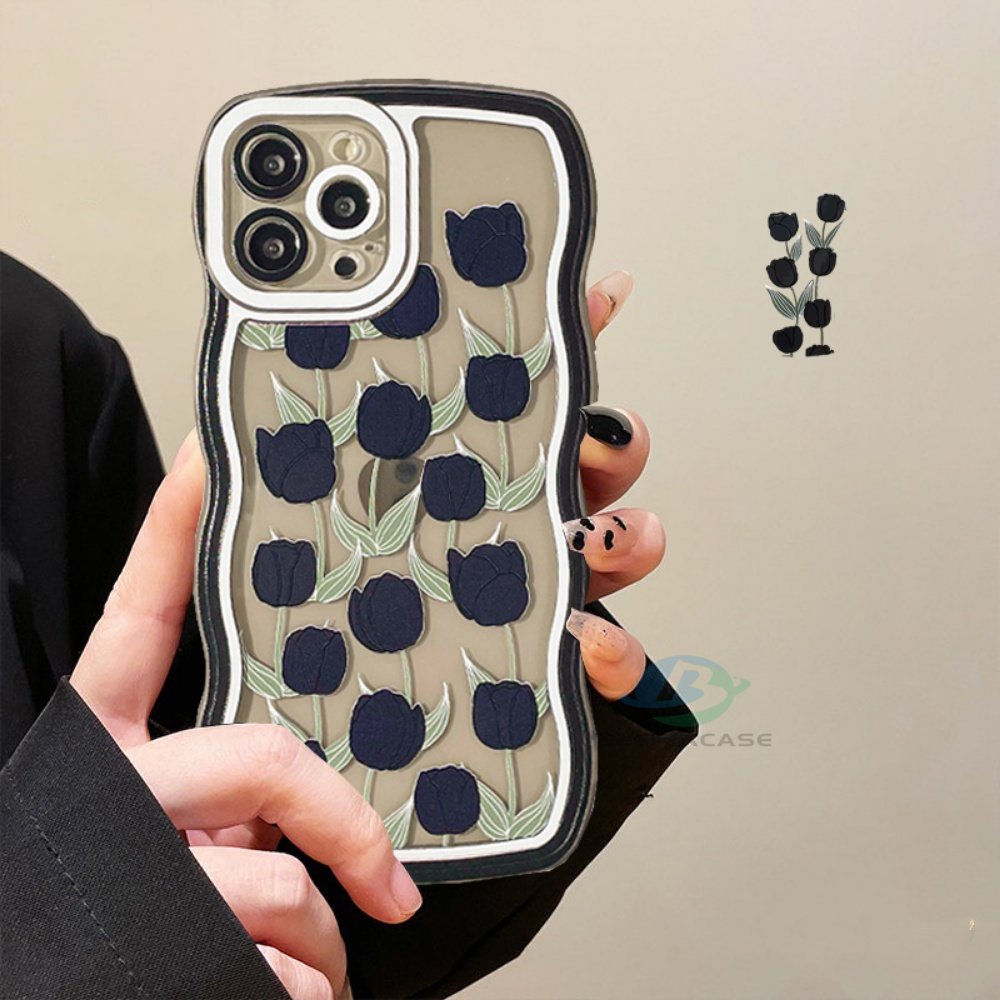 Redmi Note11 Pro Note 11S 10C 10A 9C 9A 10 9T 9 Note10 5G Note10s Note9 Note8 Poco M5S X3 NFC M3 Lukisan Minyak Bunga Mawar Hitam Shockproof Tepi Melengkung TPU Phone Case Binteacase