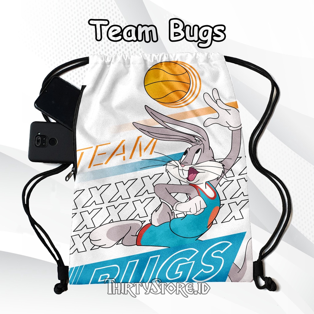 Tas Serut Anti Air New String Bag Full Print Pria Dan Wanita Motif Team Bugs Tas Olahraga Tas Sekolah