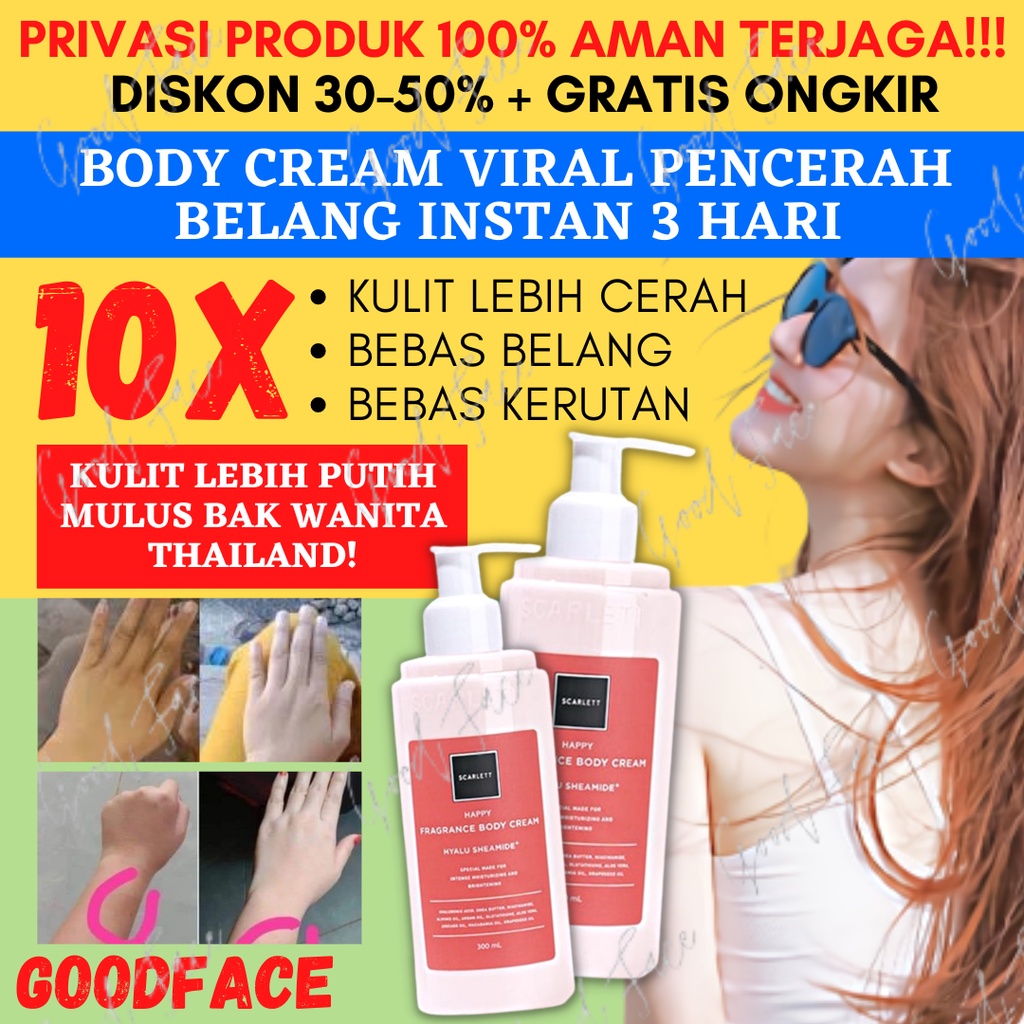 BODY LOTION PEMUTIH SCARLETT BODY CREAM 300ML BPOM ORIGINAL BC HAPPY