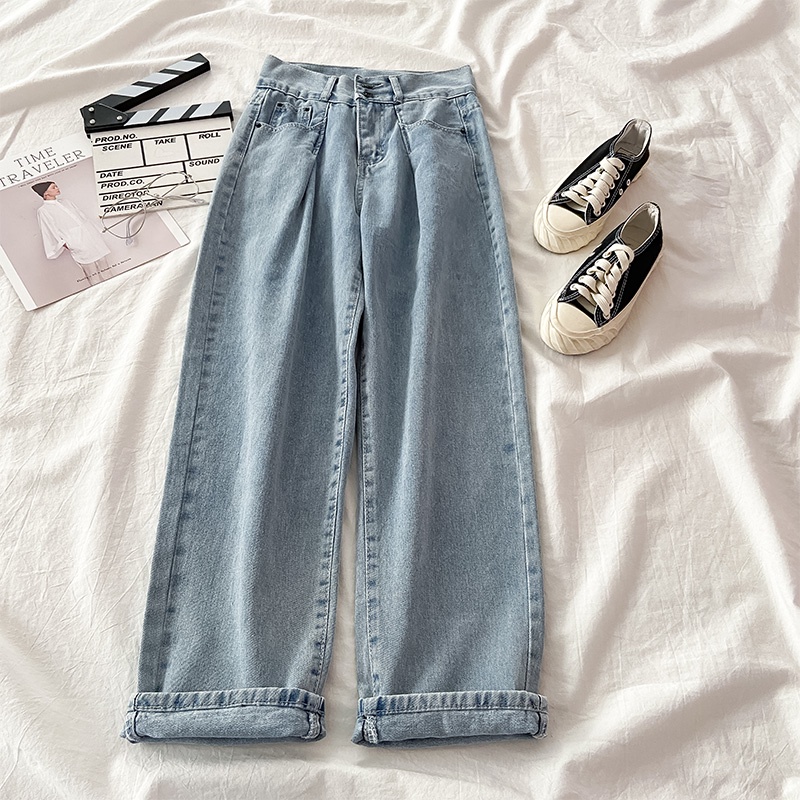 Korea Boyfriend Highwaist Loose Kasual Jeans Wanita Impor (realpict)