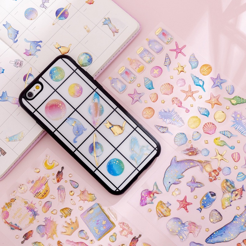 Seri Unicorn Kreatif Sepuhan Tangan Dekorasi Akun Siswa Diary DIY Stiker