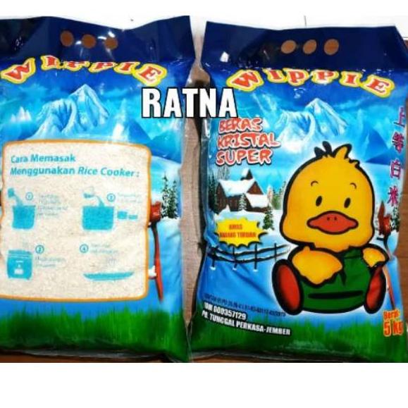 

SALE TERBAIK BERAS WIPPIE 5 kg 5kg Satu Pabrik dengan PIN PIN KRISTAL SUPER PUNEL