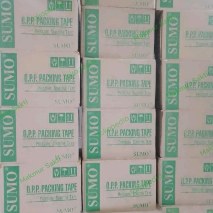 

OPP Sumo Tape Lakban bening/Isolasi Hijau 2 inch x 90 Yard (48 mm) Dus